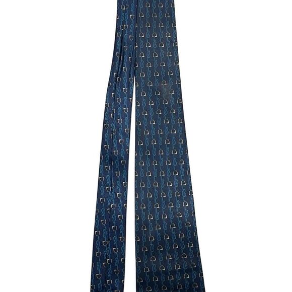 Gucci Mens Navy Blue Printed Silk Designer Neck Tie Pointed Adjustable Italy - Picture 3 of 14
